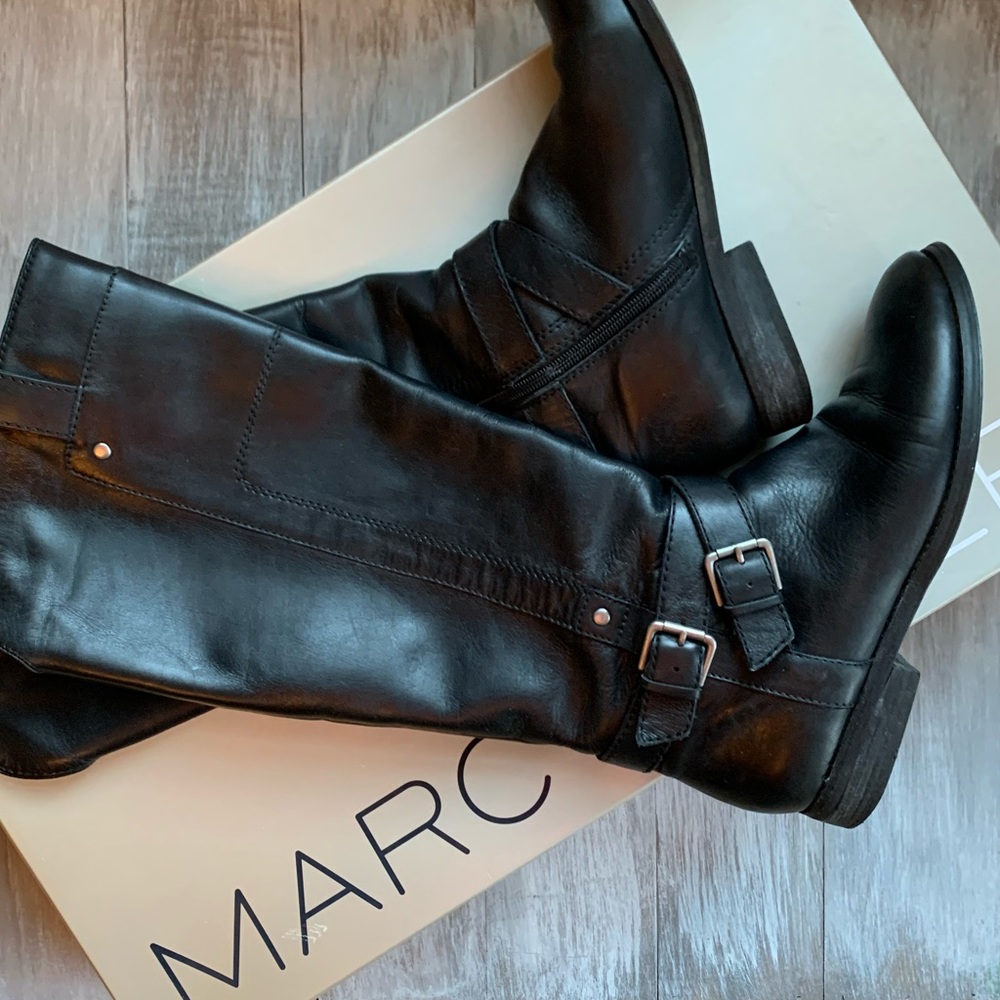 Marc Fisher Tall Black Leather Boots